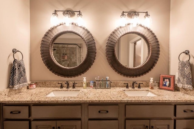 bathroom with double vanity and a sink