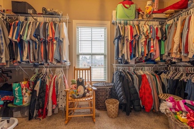 spacious closet with carpet floors
