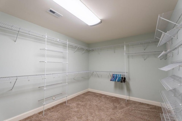 walk in closet with carpet flooring and visible vents