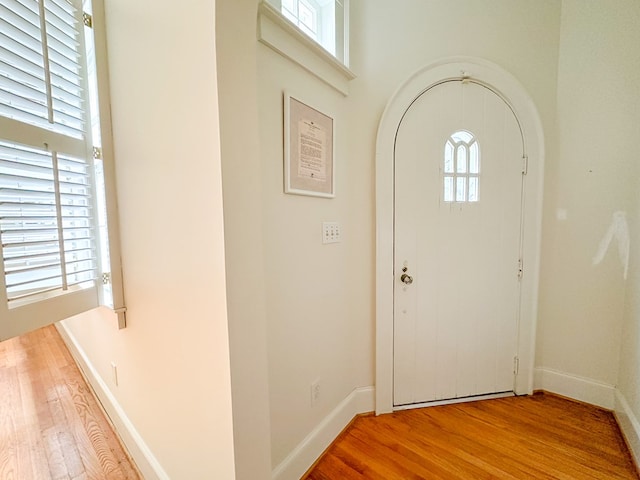 foyer with light hardwood / wood-style flooring