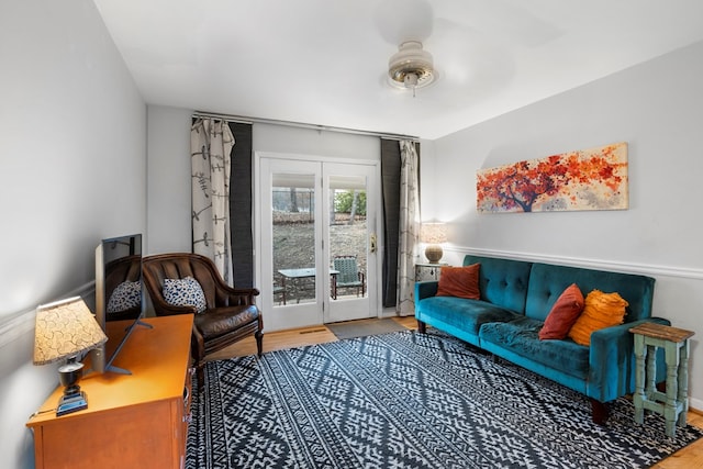 sitting room with wood finished floors