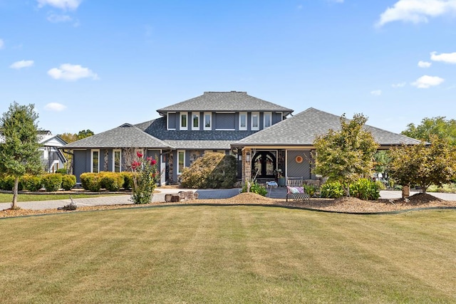 view of front of property with a front lawn