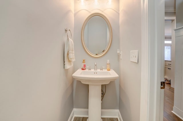 bathroom featuring hardwood / wood-style flooring