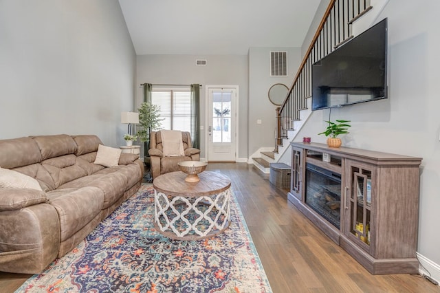 living room featuring hardwood / wood-style flooring