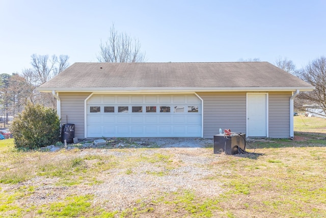 view of detached garage