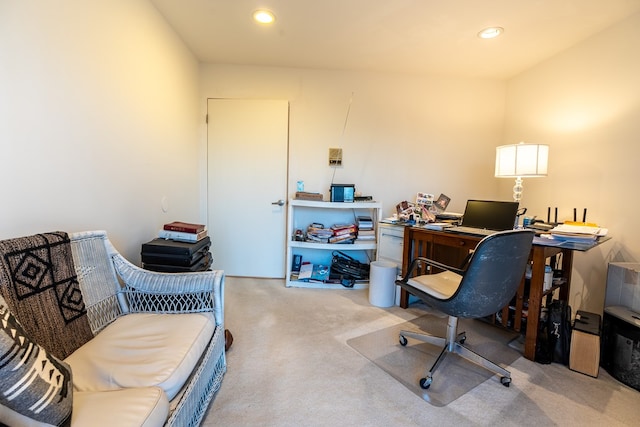 view of carpeted office space