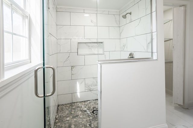 full bathroom with a shower with shower door