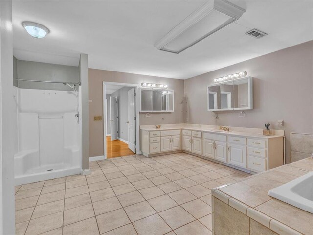 4978 Standifer Rd, Cohutta, GA 30710 - bathroom featuring vanity, tile patterned floors, a shower, and baseboards