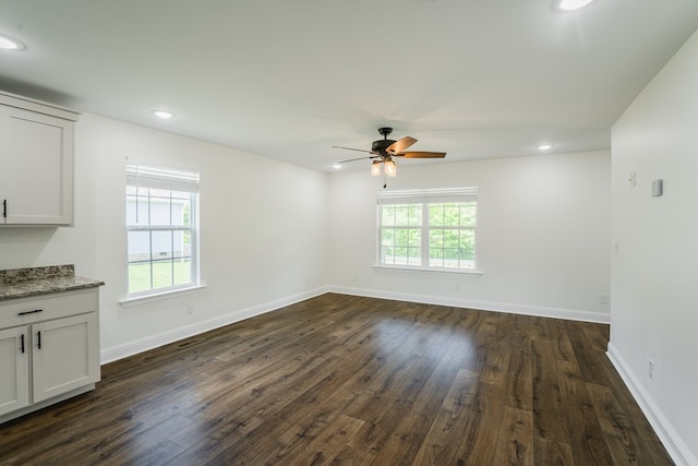 111 Arthur St, Dalton, GA 30721 - spare room featuring ceiling fan, dark wood-style floors, baseboards, and recessed lighting