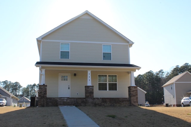 view of front of home featuring covered porch