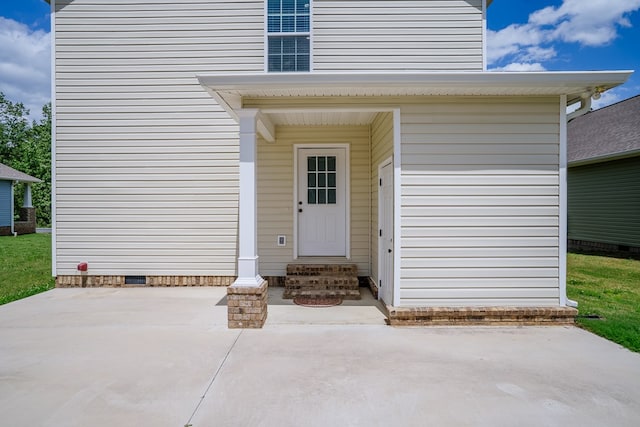 111 Arthur St, Dalton, GA 30721 - view of exterior entry featuring a patio area and crawl space