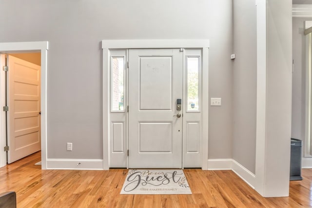 foyer entrance featuring light wood-type flooring