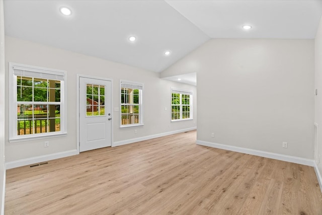 500 Woodland Dr, Dalton, GA 30721 - empty room featuring light wood-style flooring, lofted ceiling, and recessed lighting