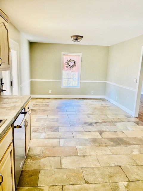 view of unfurnished dining area