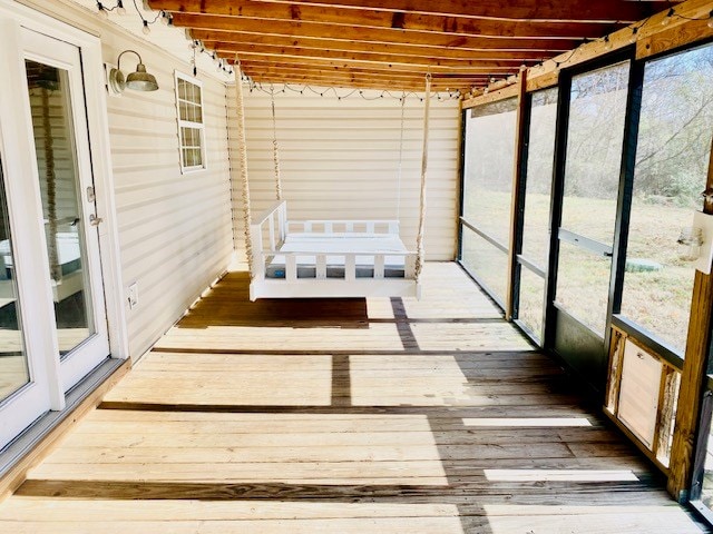 view of unfurnished sunroom