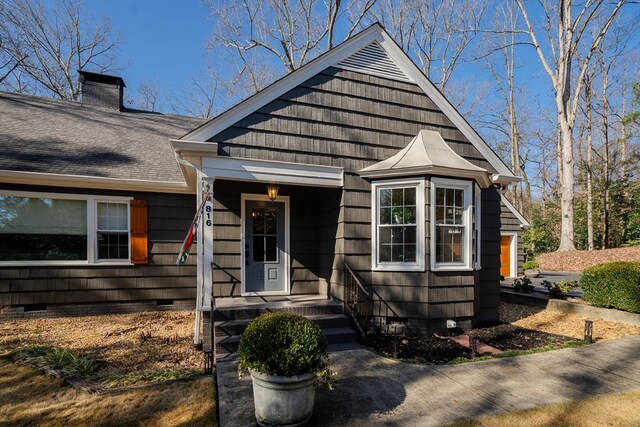 816 Dogwood Ln, Dalton, GA 30720 - view of front of house featuring crawl space, a chimney, and roof with shingles