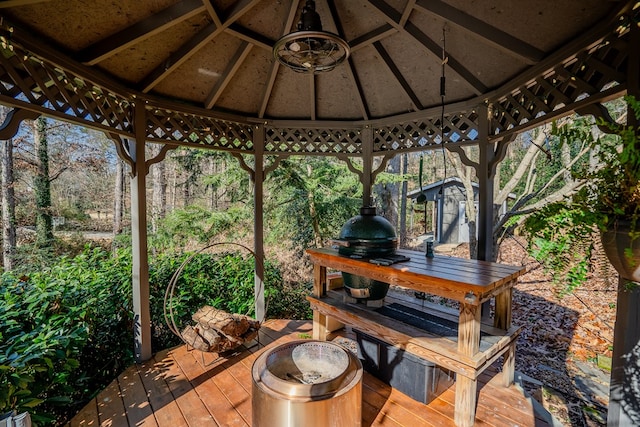 deck featuring a gazebo