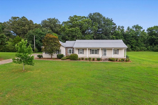 188 Valley Rd, Chatsworth, GA 30705 - ranch-style home with a front lawn and a metal roof