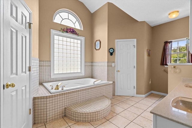 188 Valley Rd, Chatsworth, GA 30705 - bathroom with tile patterned floors, a bath, and double vanity