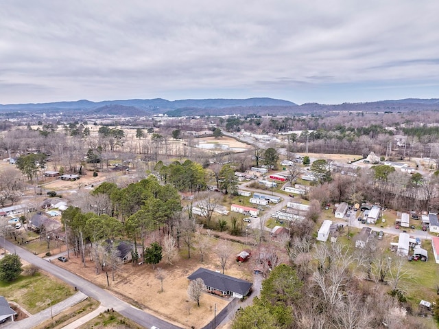 bird's eye view with a mountain view