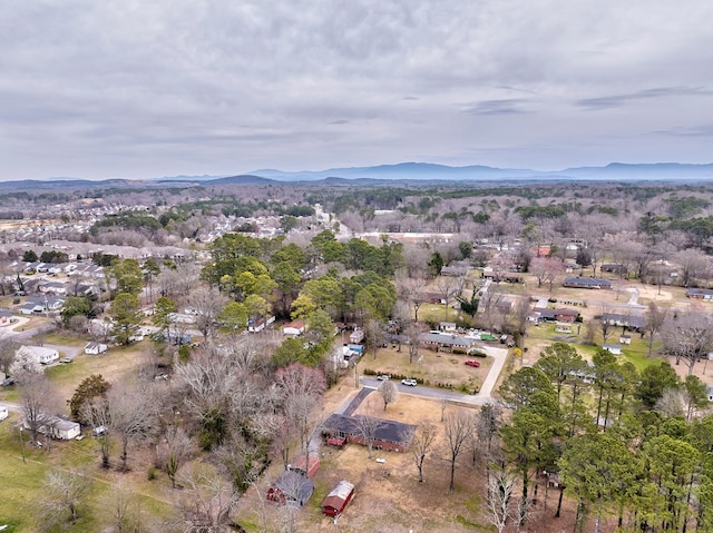 aerial view with a mountain view