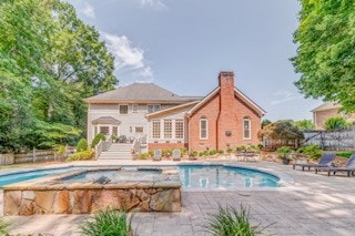 1603 Habersham Way, Dalton, GA 30720 - view of pool with an in-ground hot tub, a fenced backyard, and a patio area