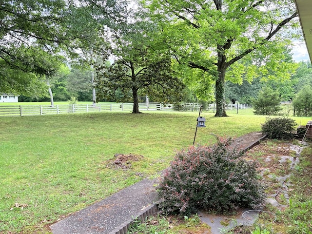 view of yard with view of wooded area