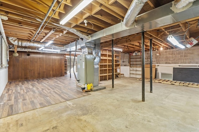 basement with heating unit