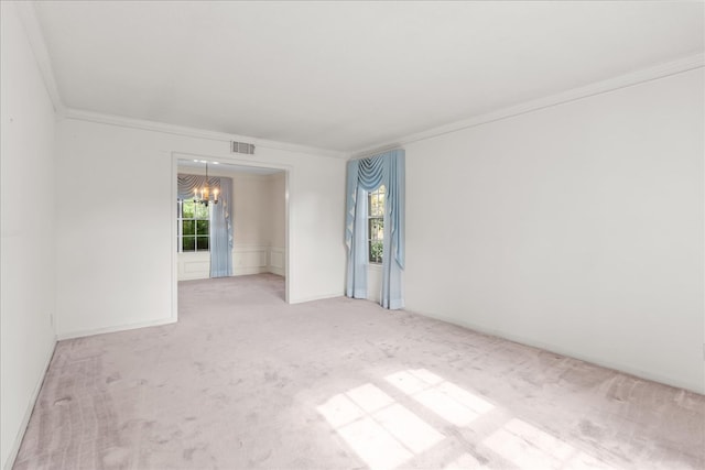 608 Brookview Ln, Dalton, GA 30720 - empty room featuring a chandelier, ornamental molding, and carpet flooring