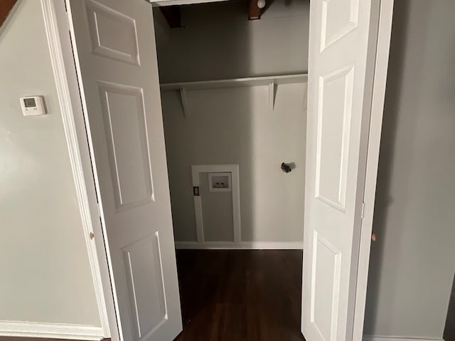 laundry area featuring hookup for a washing machine and wood-type flooring