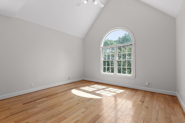 2001 Eagle Point Dr, Dalton, GA 30720 - empty room with light wood-style floors, lofted ceiling, baseboards, and ceiling fan