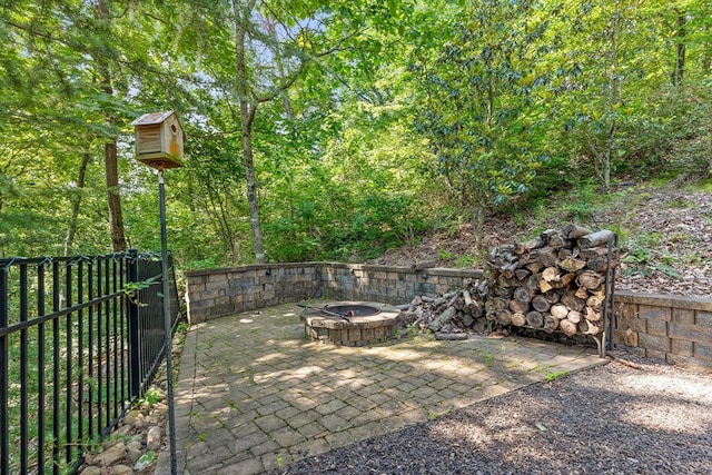 2001 Eagle Point Dr, Dalton, GA 30720 - view of yard with an outdoor fire pit and a patio area