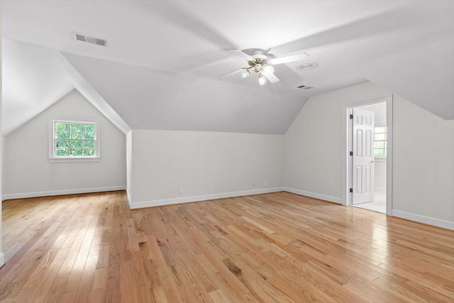2001 Eagle Point Dr, Dalton, GA 30720 - additional living space featuring light wood finished floors, vaulted ceiling, ceiling fan, and baseboards