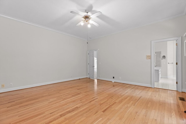 2001 Eagle Point Dr, Dalton, GA 30720 - empty room featuring light wood-style flooring, crown molding, a ceiling fan, and baseboards
