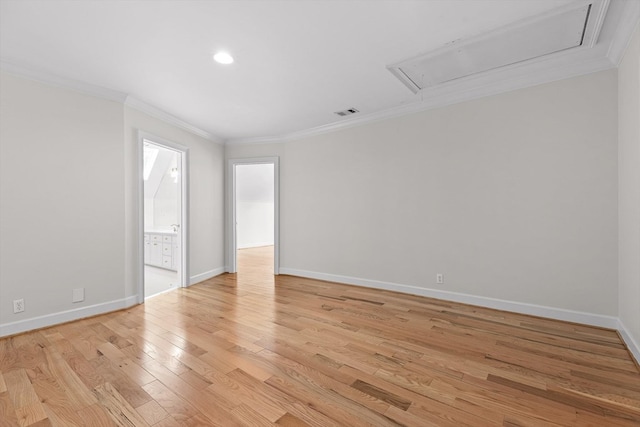 2001 Eagle Point Dr, Dalton, GA 30720 - empty room with attic access, crown molding, light wood-style flooring, baseboards, and recessed lighting