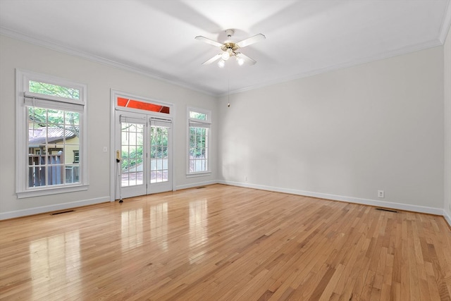 2001 Eagle Point Dr, Dalton, GA 30720 - spare room with light wood-type flooring, crown molding, ceiling fan, and baseboards