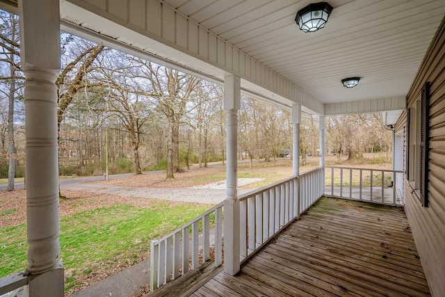 wooden deck featuring a porch