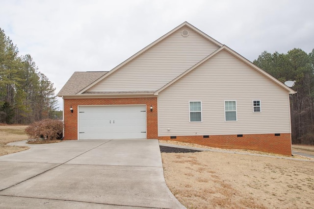 view of home's exterior with a garage