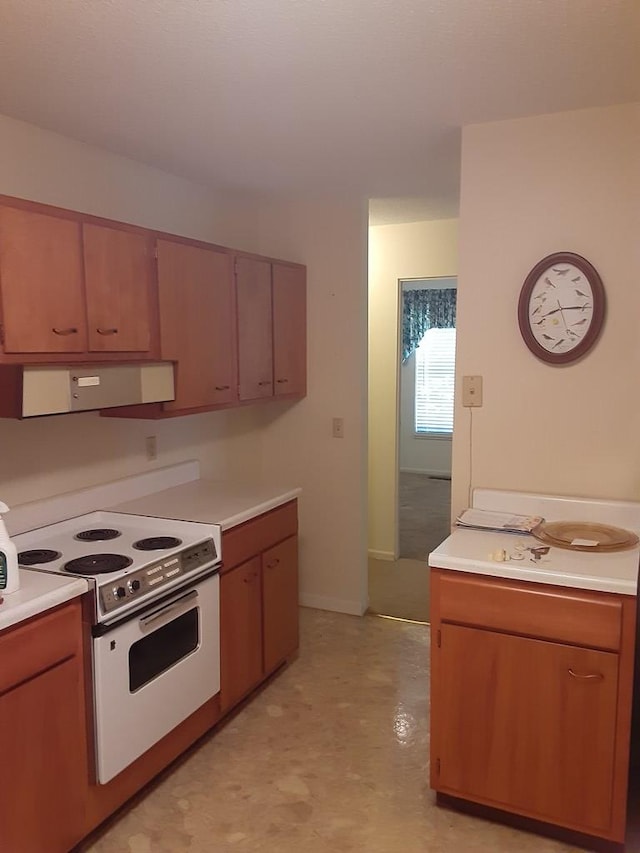 kitchen with white electric range oven