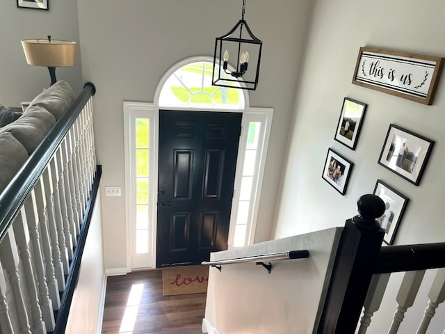 41 Magnolia Ct, Rydal, GA 30171 - foyer entrance featuring dark wood-type flooring, stairway, and a towering ceiling
