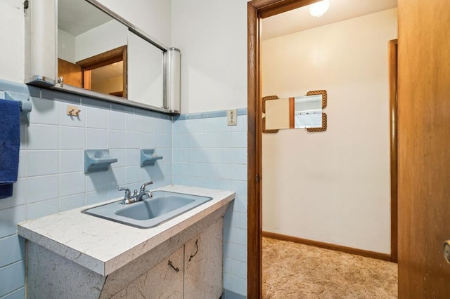 183 Long Hollow Rd, Rock Spring, GA 39736 - bathroom featuring vanity, tile walls, and decorative backsplash