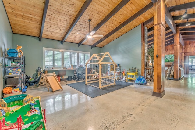 1301 Morton Dr, Dalton, GA 30720 - rec room featuring wood ceiling and ceiling fan