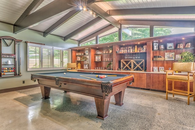 1301 Morton Dr, Dalton, GA 30720 - recreation room with billiards, baseboards, and wooden ceiling