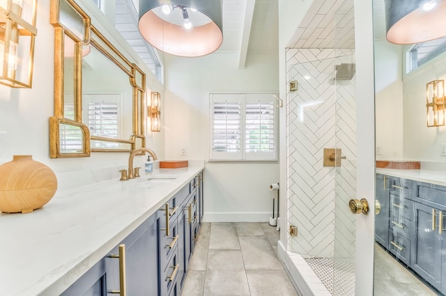 1301 Morton Dr, Dalton, GA 30720 - bathroom featuring a shower stall, vanity, and tile patterned flooring