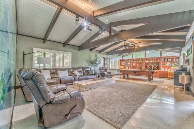 1301 Morton Dr, Dalton, GA 30720 - living room with billiards, plenty of natural light, concrete flooring, and ceiling fan