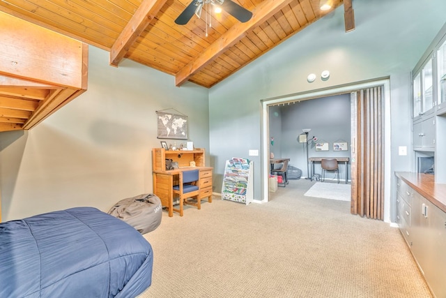 1301 Morton Dr, Dalton, GA 30720 - carpeted bedroom with wooden ceiling and ceiling fan