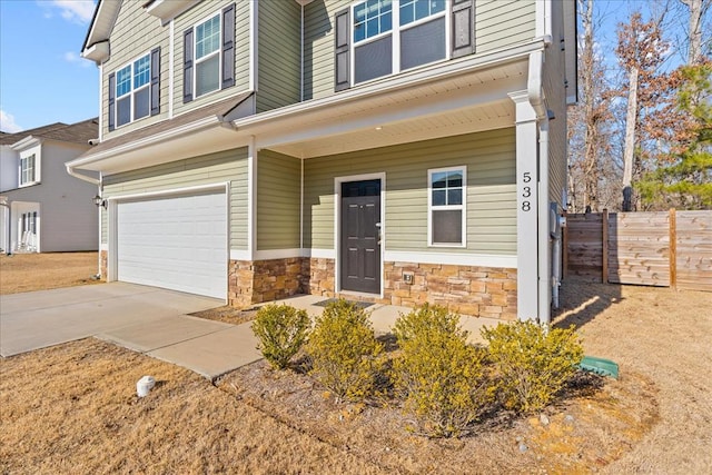 view of front of house with a garage