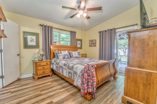1164 Holly Grove Cir, Dalton, GA 30720 - bedroom featuring lofted ceiling, a ceiling fan, light wood-style flooring, baseboards, and access to outside