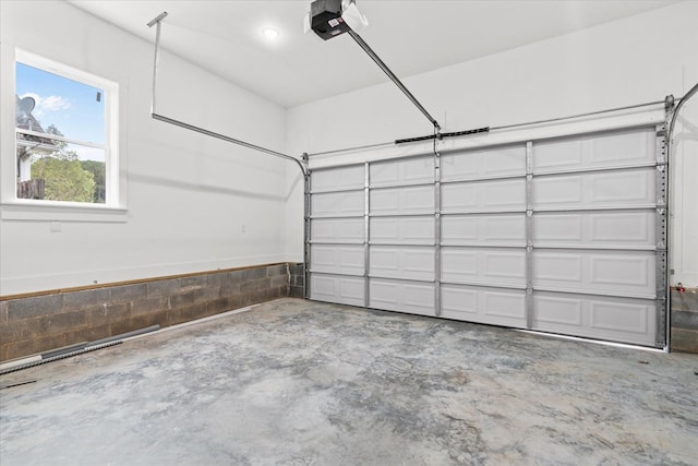 garage with a garage door opener