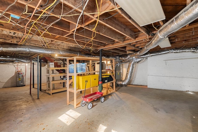 basement with electric water heater